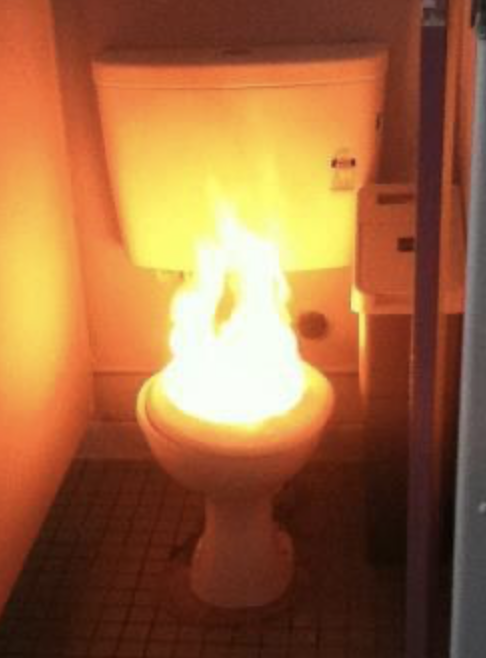 burning toilet